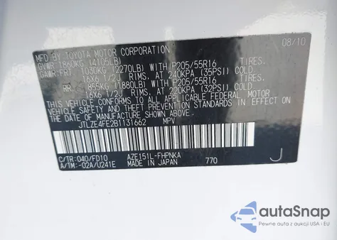 2011 Scion Xb z USA, uszkodzony, nr VIN JTLZE4FE2B1131662